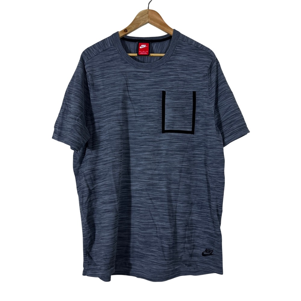 Nike Sportswear Space Dye Knit Pocket T-Shirt Blue Grey Tech Mesh Size XL